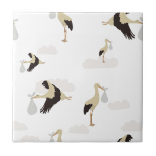 Stork Pasgeboren Baby Boy Meisje Patroon Tegeltje