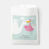 Stork Pink Bundle Girl Baby shower Bedankzakje (Voorkant)
