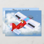 Stork Plane Baby shower Uitnodiging (Voorkant / Achterkant)