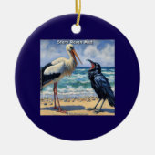 Stork Raven Mad – Beach Bird Banter Keramisch Ornament (Voorkant)