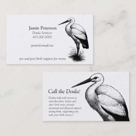 Stork roept de Doula Visitekaartjes (Voorkant / Achterkant)