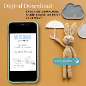 Stork Spaans Baby shower Dusty Blue QR Code Gift Kaart