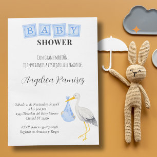 Stork Spaans Baby shower Dusty Blue QR Code Gift Kaart