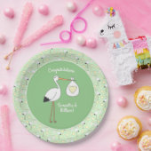 Stork Spring Baby shower Papieren Bordje (Feest)