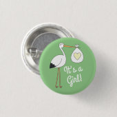 Stork Spring Baby shower Ronde Button 3,2 Cm (Voorkant /achterkant)