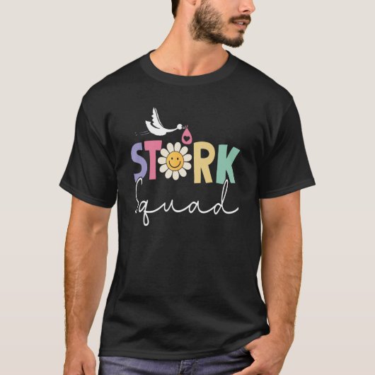 Stork Squad Arbeid En Levering Verpleegkundige L & T-shirt (Voorkant)