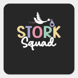 Stork Squad Rainbow Vierkante Sticker