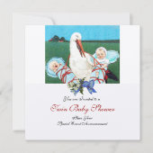 STORK TWIN BABY BOY SHOWER, champagne metallic Kaart (Voorkant)