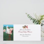 STORK TWIN BABY GIRL SHOWER Champagne Metallic Kaart (Staand voorkant)