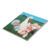 STORK TWIN BABY SHOWER MONOGRAM TEGELTJE (Zijkant)