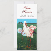 STORK TWIN BABY SHOWER White Kaart (Achterkant)