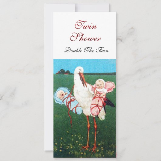 STORK TWIN BABY SHOWER White Kaart (Achterkant)