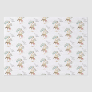Stork Wildflower Ribbon Baby shower Tissuepapier