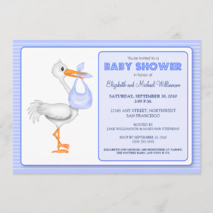 Stork's Aankomst Baby shower (blauw) Kaart