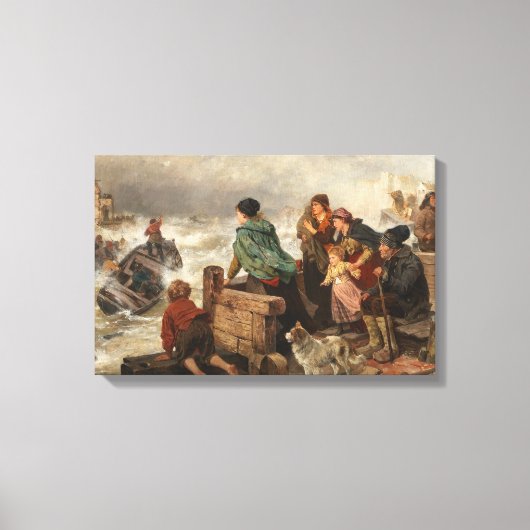 Storm aan de kust (door Rudolf Jordan) Canvas Afdruk (Voorkant)