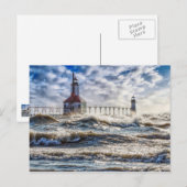 Storm bij de vuurtoren van St Joseph Briefkaart (Voorkant / Achterkant)