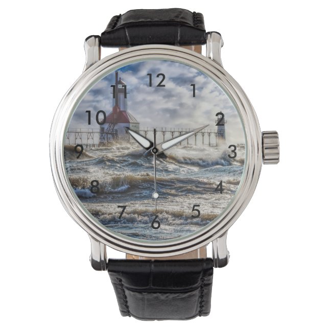 Storm bij de vuurtoren van St Joseph Horloge (Voorkant)