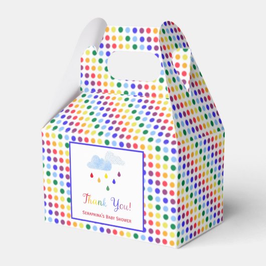 Storm Cloud Rainbow Stippen Baby shower Bedankdoosjes (Voorkant Zijde)