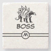 Storm Grey Stegosaurus Spiked Dinosaur Stenen Onderzetter (Voorkant)