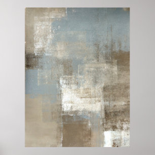 'Storm' Grijze en beige Abstract KunstPoster Afdru Poster