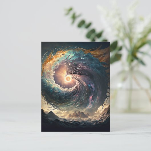 Storm in kleur op Zee - KunstBriefkaart Feestdagenkaart (Staand voorkant)
