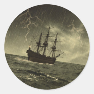 Storm op Zee Ronde Sticker