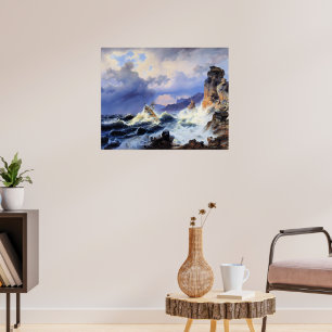 Storm op zee voor de Noorse kust Poster