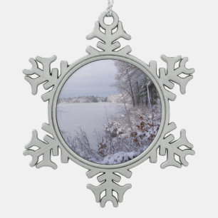 Storm passeren ~ Pewter-versiering Tin Sneeuwvlok Ornament