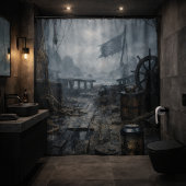 Storm Residue — Pirate Ship Aftermath Douchegordijn