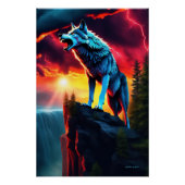 Storm Sentinel. Onbevreesde wolf snarrelt bij het Perfect Poster (Voorkant)