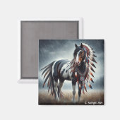 Storm Stallions Native American Paint Horse Magnet (Recto/Verso)