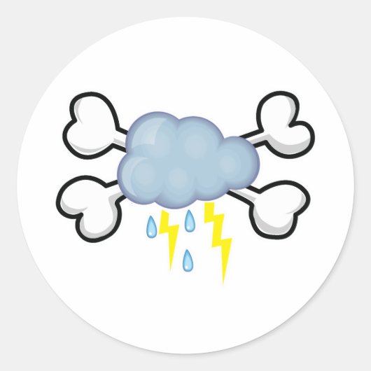 storm wolk Schedel en Kruisbeenderen Ronde Sticker (Voorkant)