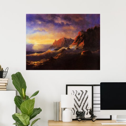 Storm, Zonsondergang, fine art door Ivan Aivazovsk Poster (Thuiskantoor)