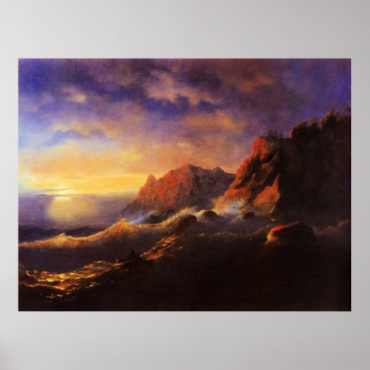 Storm, Zonsondergang, fine art door Ivan Aivazovsk Poster (Voorkant)