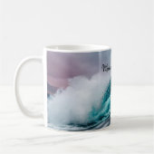 Stormachtig Blauwgroen Blauwe Oceaan Wave Ruw Wate Koffiemok (Links)