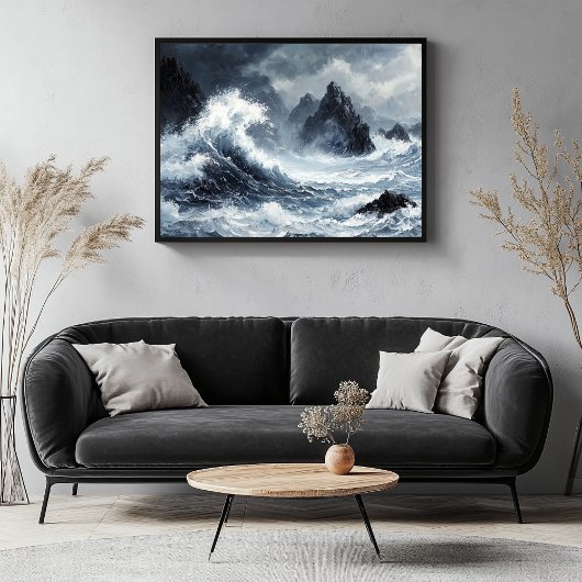 Stormachtig Zee met dramatische Crashing Waves Canvas Afdruk