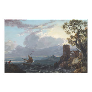 Stormachtig Zee met kasteelruïne en figuren (c.172 Foto Afdruk