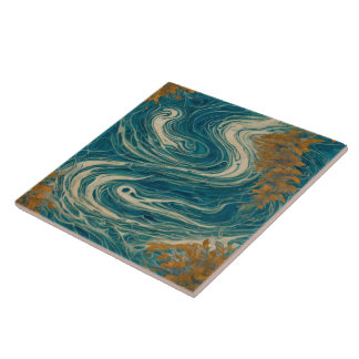 Stormachtig Zee Waterolieverfschilderij No1 Tegeltje