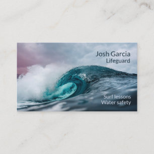 Stormachtige Blauwgroen Blue Ocean Wave Lifeguard  Visitekaartje