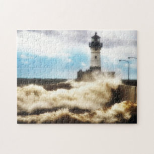 Stormachtige Dag, Vuurtoren Duluth Minnesota Legpuzzel