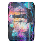 Stormachtige zeeen, bootvuurtoren Moon Abstract Badmat (Voorkant Verticaal)