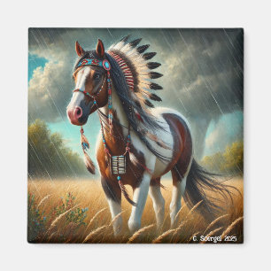 Stormen hengsten schilderen paard Native American Magneet