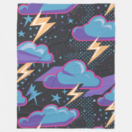 Stormen wolken, bliksemschichten en sterrenpatroon fleece deken