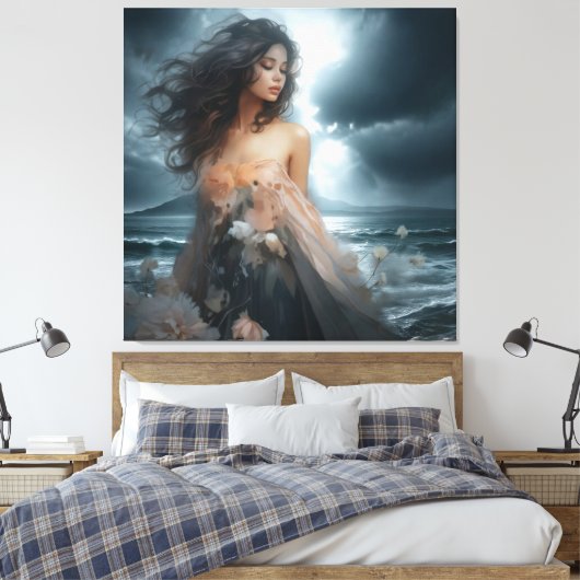 Storm's Ethereal Embrace Canvas Afdruk (Insitu (Slaapkamer))