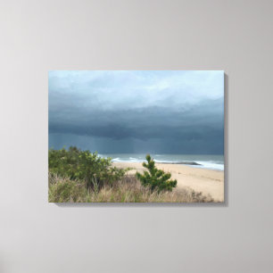 Stormy Beach scène Canvas Afdruk