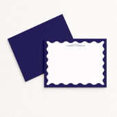 Stormy Blue Wavy Frame Note Card Kaart