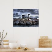 Stormy Cape Neddick vuurtoren York, ME Poster (Keuken)