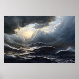 Stormy Clouds en Ocean Ai Art Poster