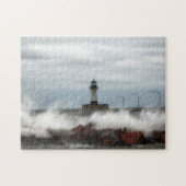 Stormy Day, Lighthouse Duluth Minnesota Jigzaag Pu Legpuzzel (Horizontaal)
