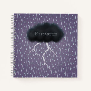 Stormy Day Thunder Cloud & Rain Gepersonaliseerd P Notitieboek